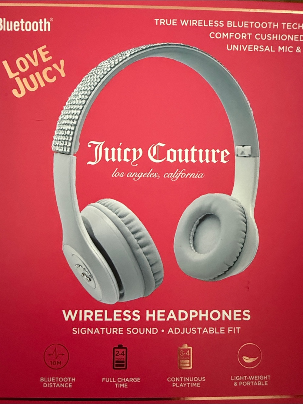 Juicy Couture Rhinestone-Trim Wireless Headphones - White